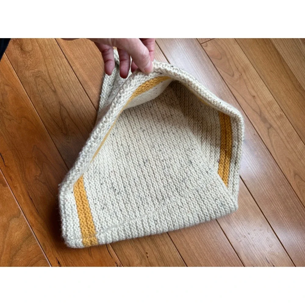 8Unbranded Lambswool Blend Chunky Knit Cowl‎ Scarf Oatmeal Mustard Stripe